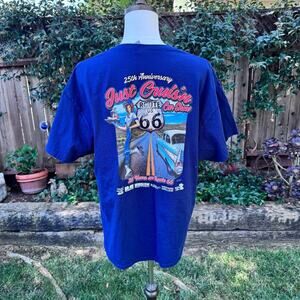 Just Cruis'n Route 66 Car Show 25th Anniversary Graphic T-shirt Blue Men's 2XL